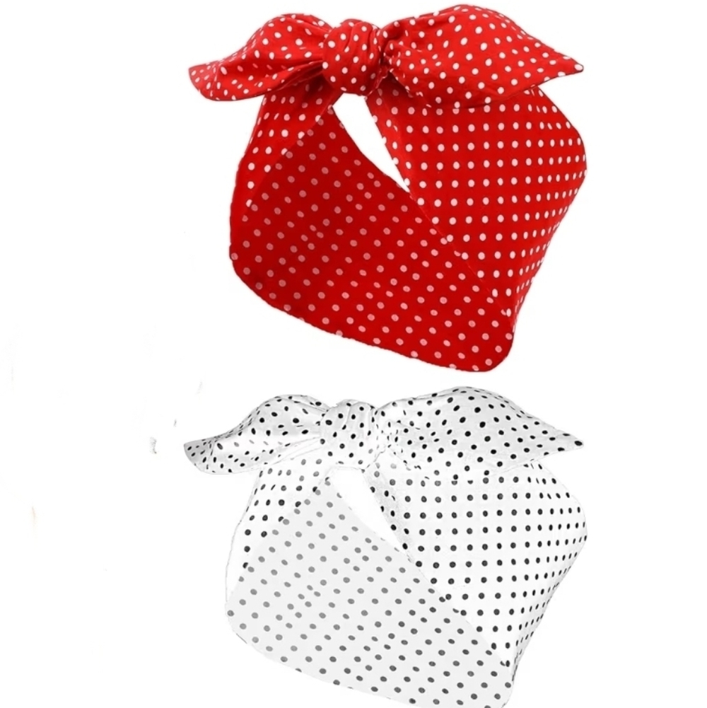Brand NEW, pair of retro headbands, One red, One White, with polka dot details